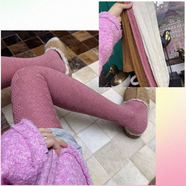 秋冬设计感竖条波浪纹连裤袜ins风灰色显瘦打底裤百搭羊毛裤袜
