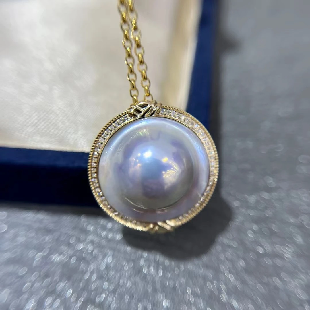 【小彤专属】整体23mm海水荷包蛋马贝珍珠18k金链吊坠RY8888定制