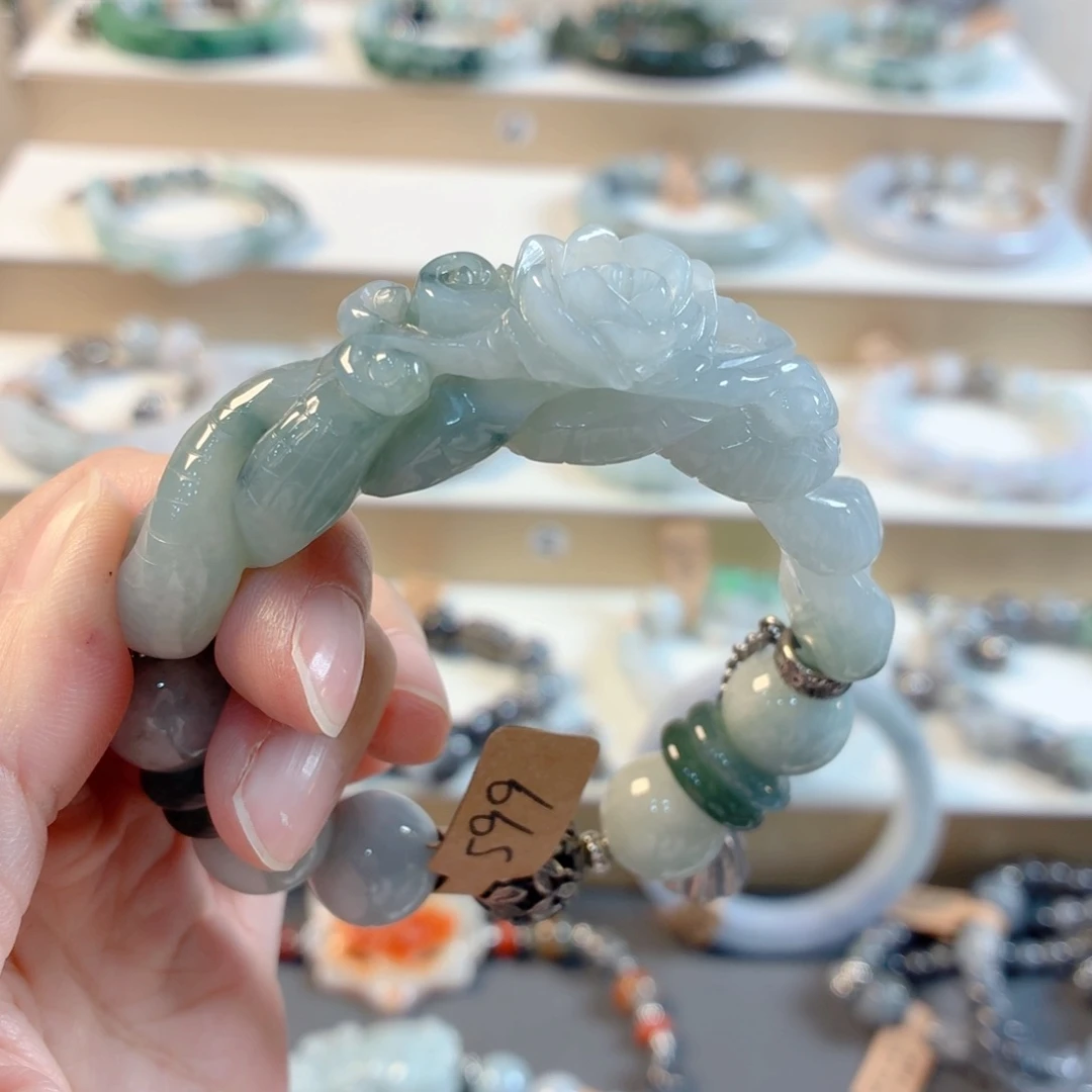 满***陈未镶嵌手链翡翠手串