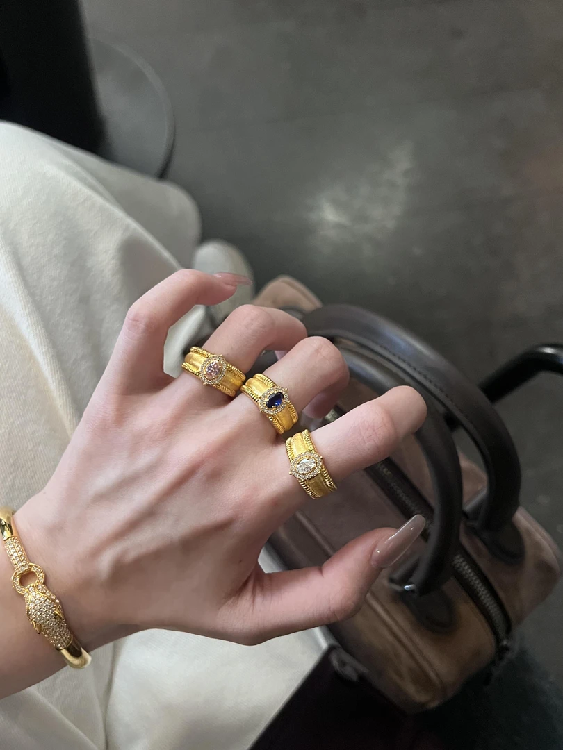 铜合金戒指 D4037中古风鸽子蛋戒指