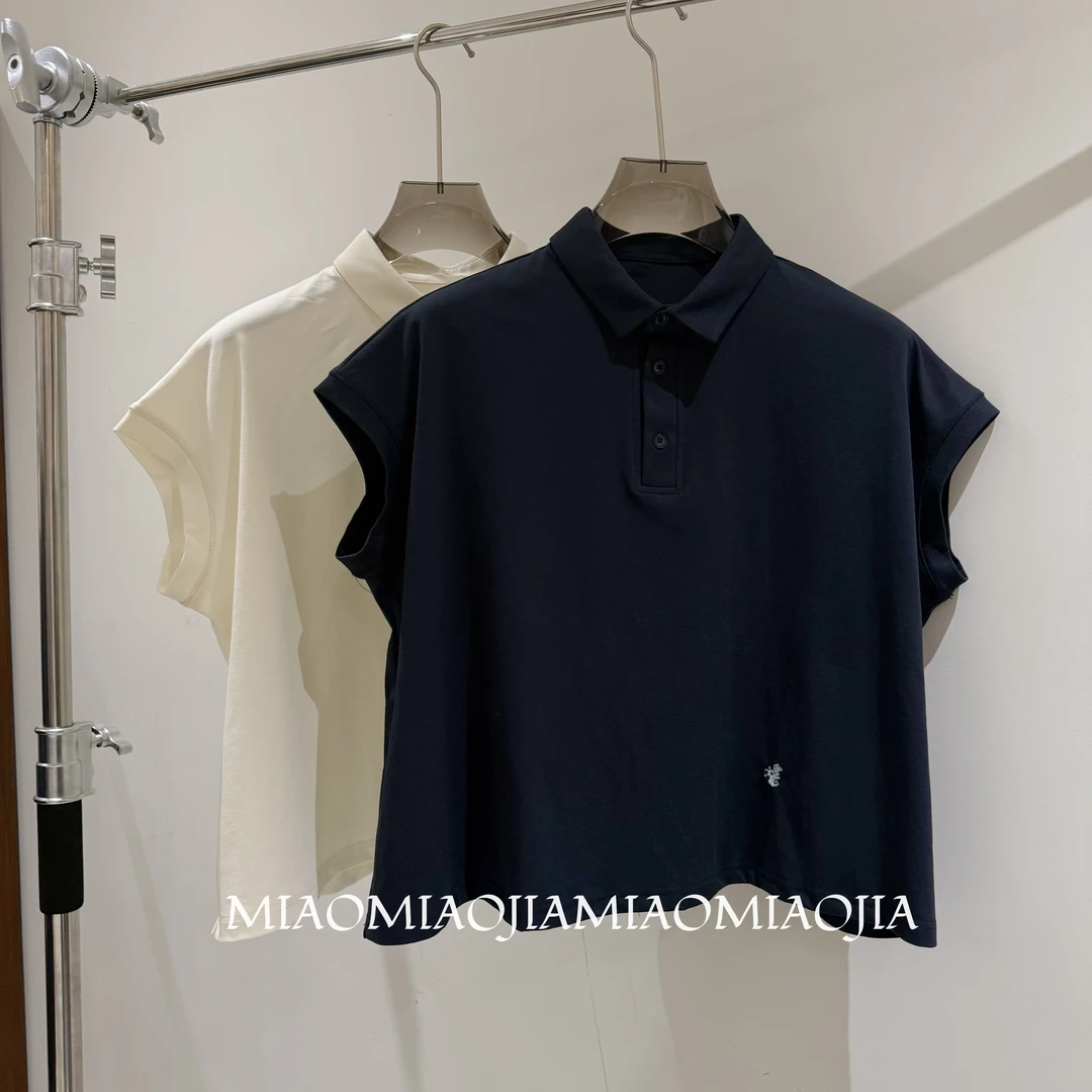 /苗苗家/『小海马』百搭翻领刺绣海马短袖T恤简约宽松上衣女