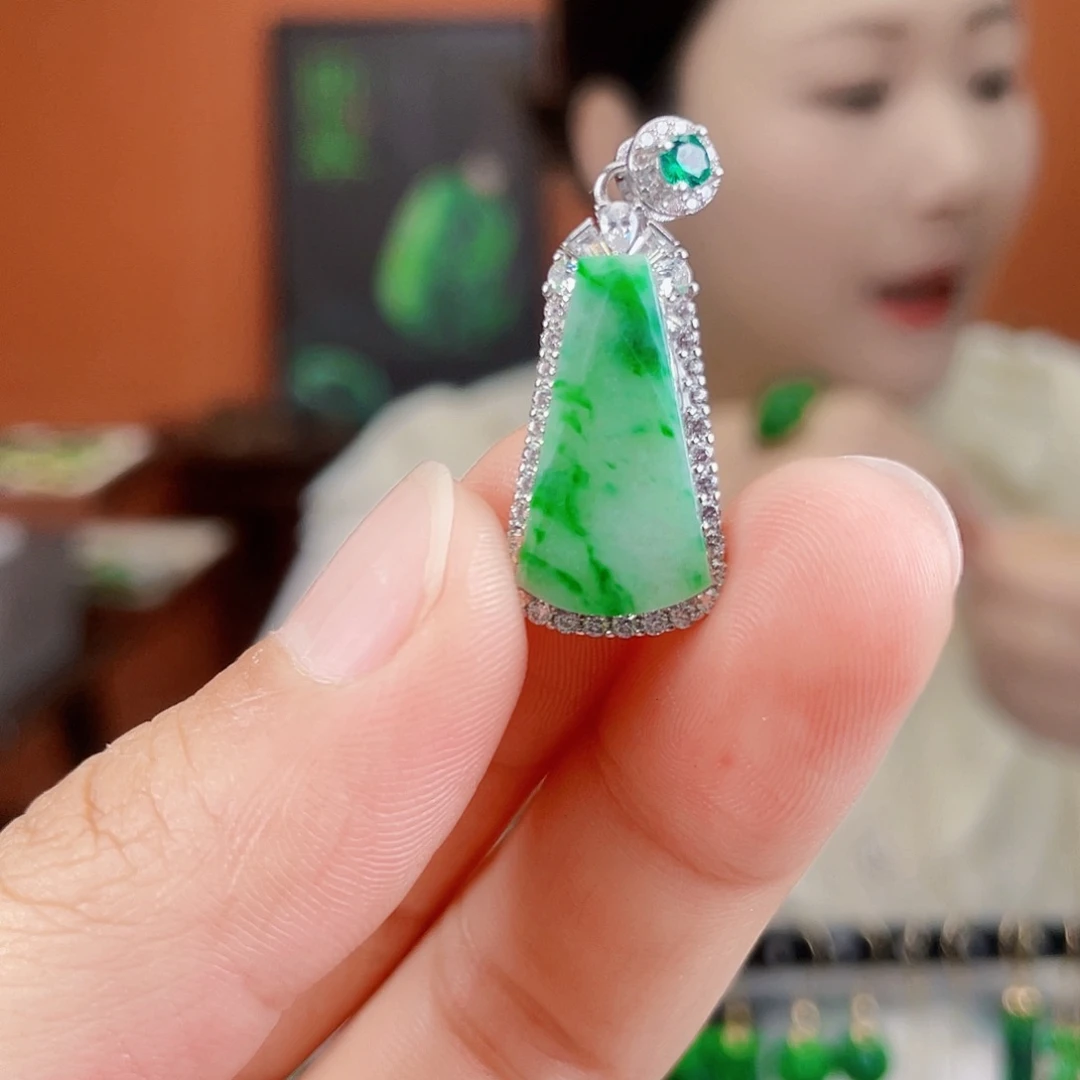 翡翠银S925镶嵌耳饰