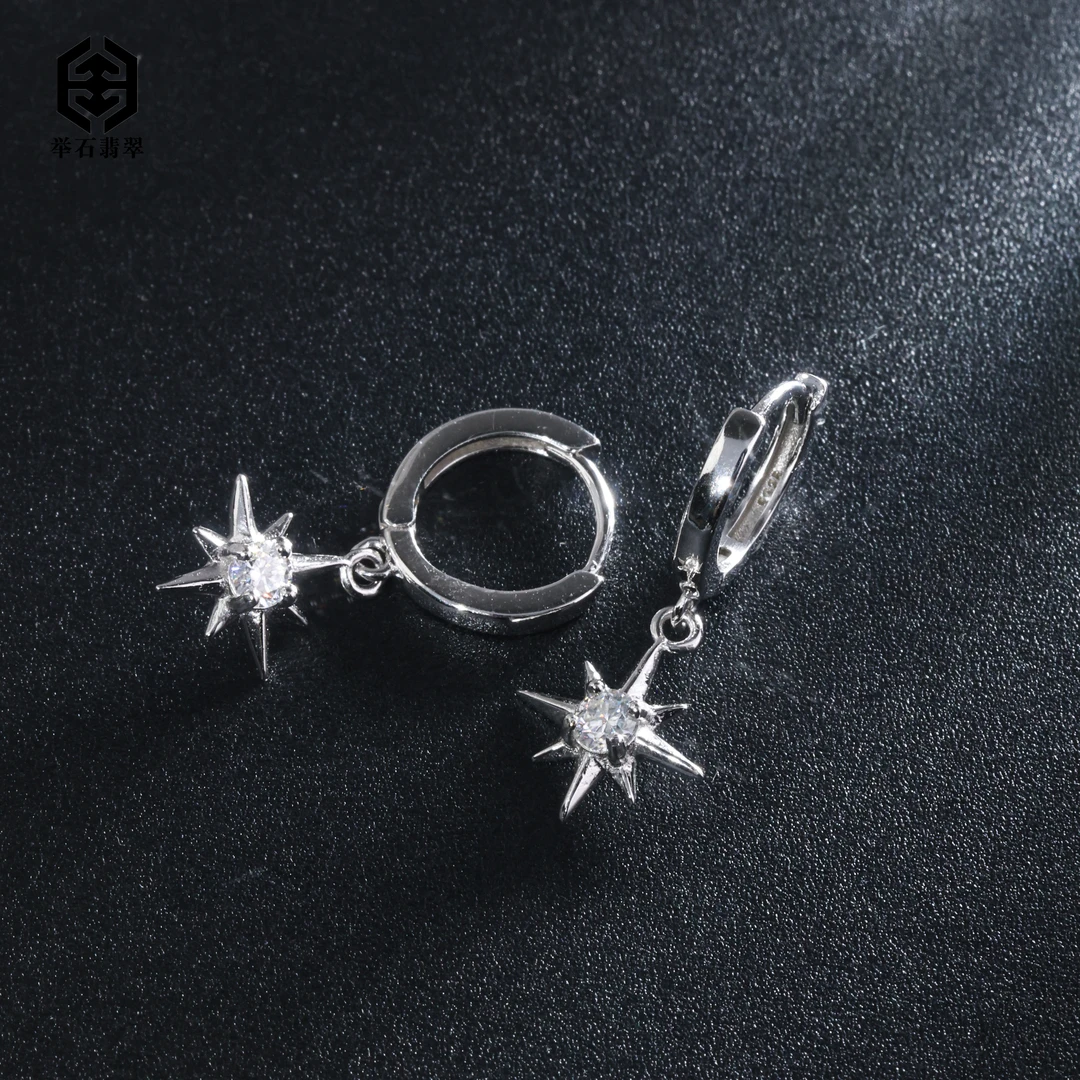 925银莫桑石银制品 【举石臻品】TH0225-9819-111莫桑钻耳饰（一对）M