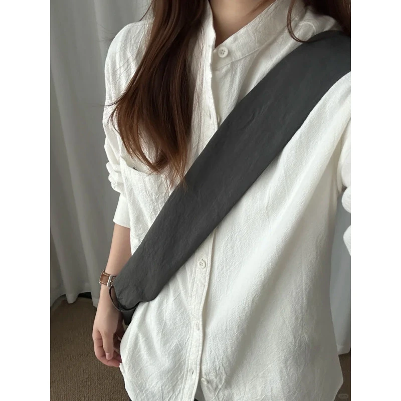 肌理感纯棉长袖衬衫男士秋季新款宽松休闲百搭简约基础款白色外套