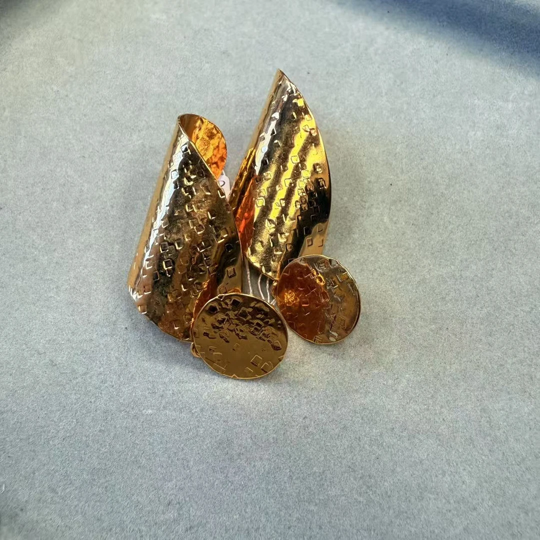 铜合金耳饰 意大利手工饰品 铜合金宽面时尚高级感耳钉