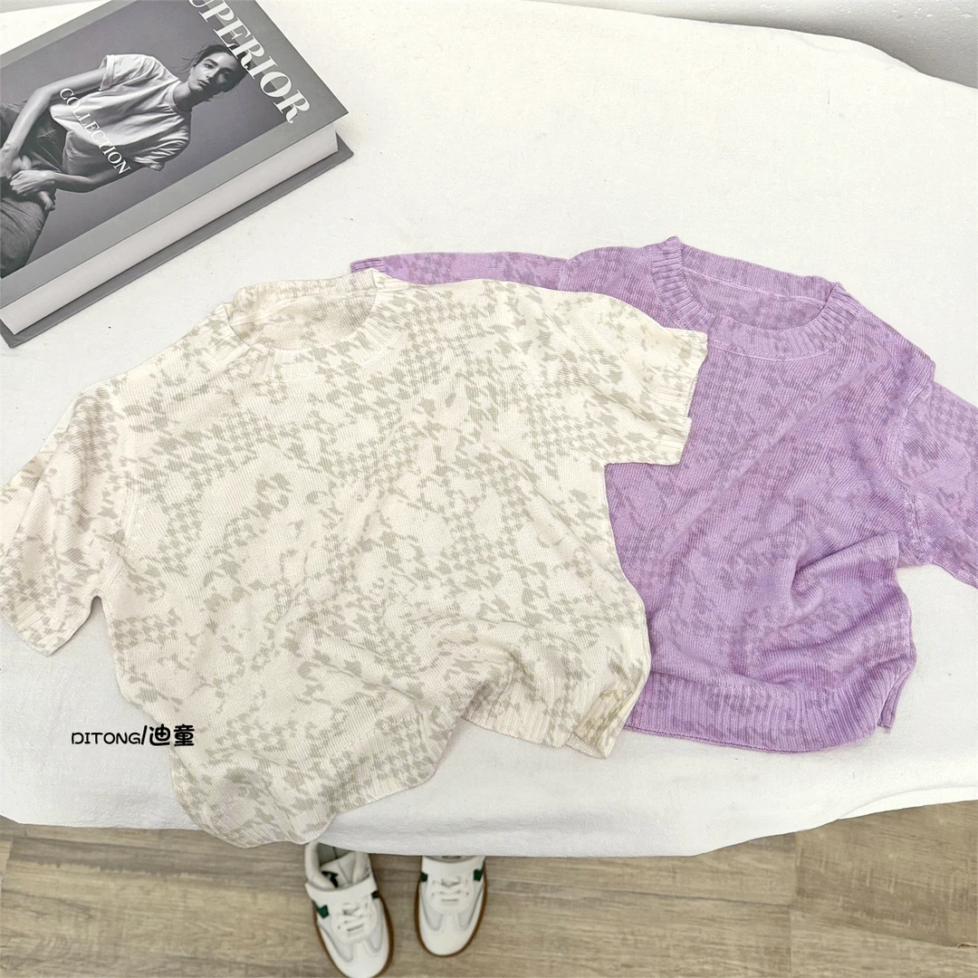 【夏日上新】儿童花纹晕染圆领冰丝短袖中小童