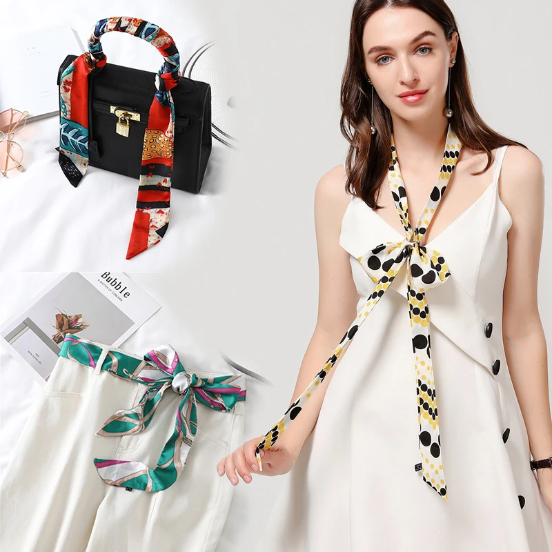 洋气chic细长条窄丝巾女韩式百搭装饰飘带气质丝带超长腰带小领巾