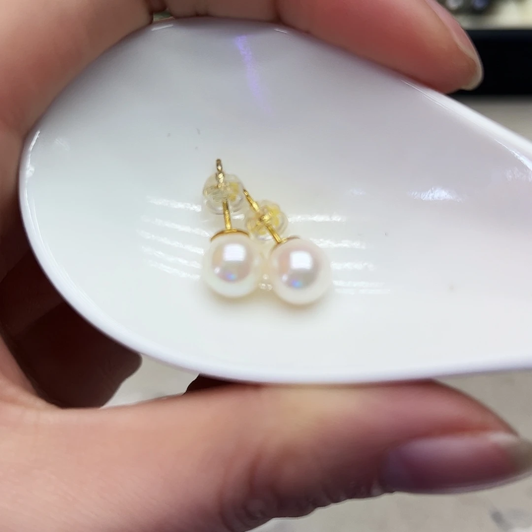 海水珍珠银S925镶嵌耳饰