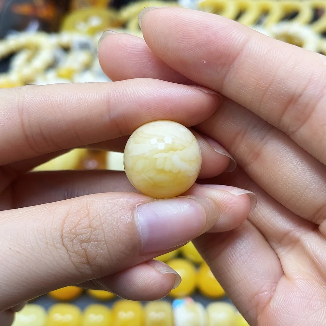 未镶嵌蜜蜡裸石沁色圆珠17.2mm