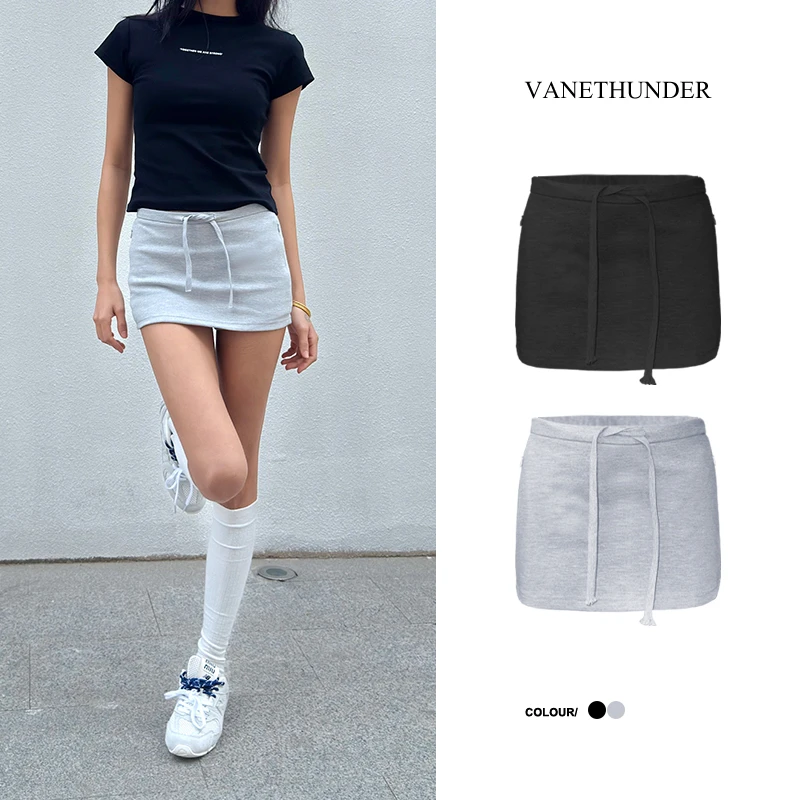 卓婉VANETHUNDER 辣妹A字版抽绳显瘦包臀裙裤