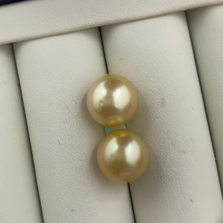 定制海水珍珠未镶嵌裸珠222炫彩南洋金珠对珠