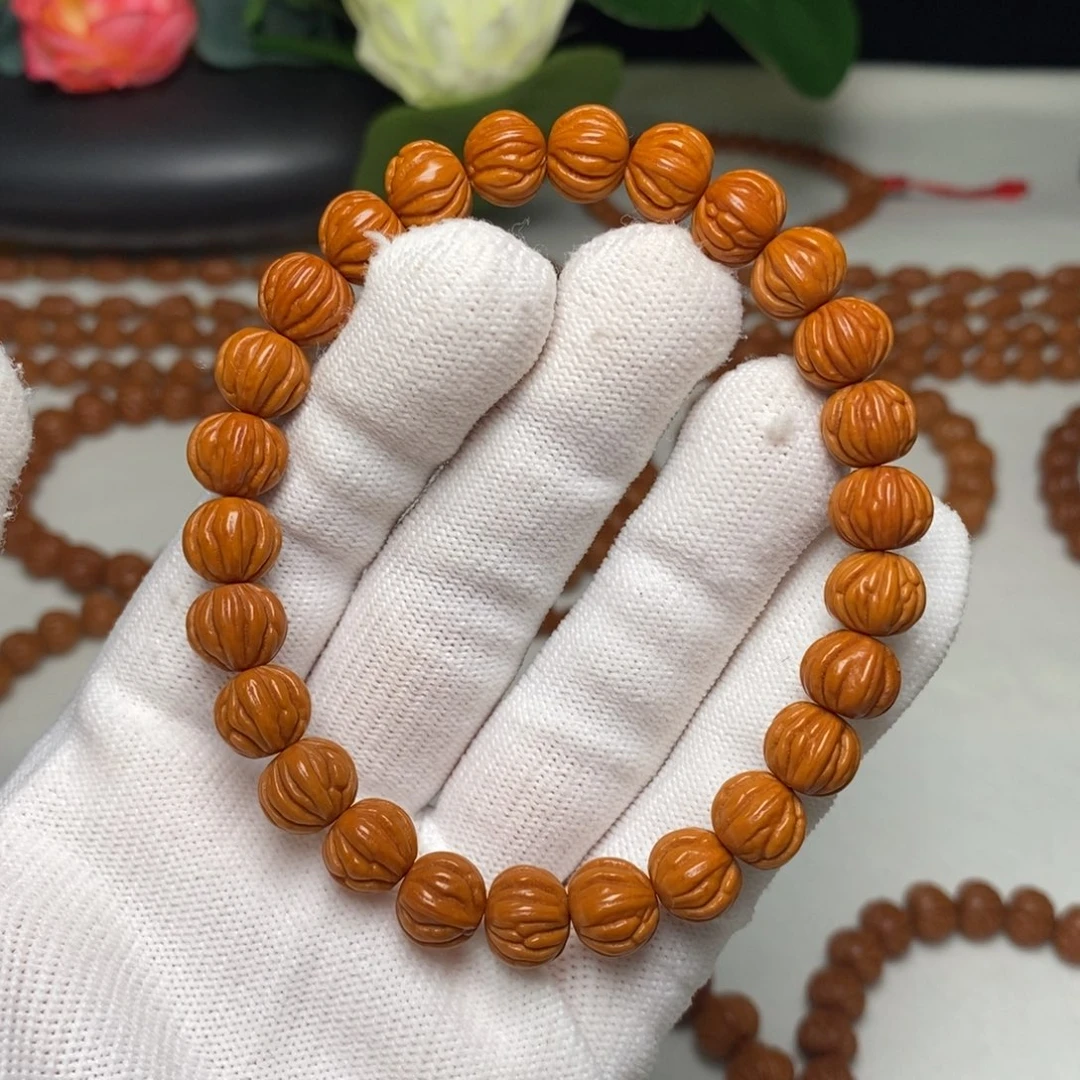 枫***桃核手串10mm野生通天纹8棱桃核手串
