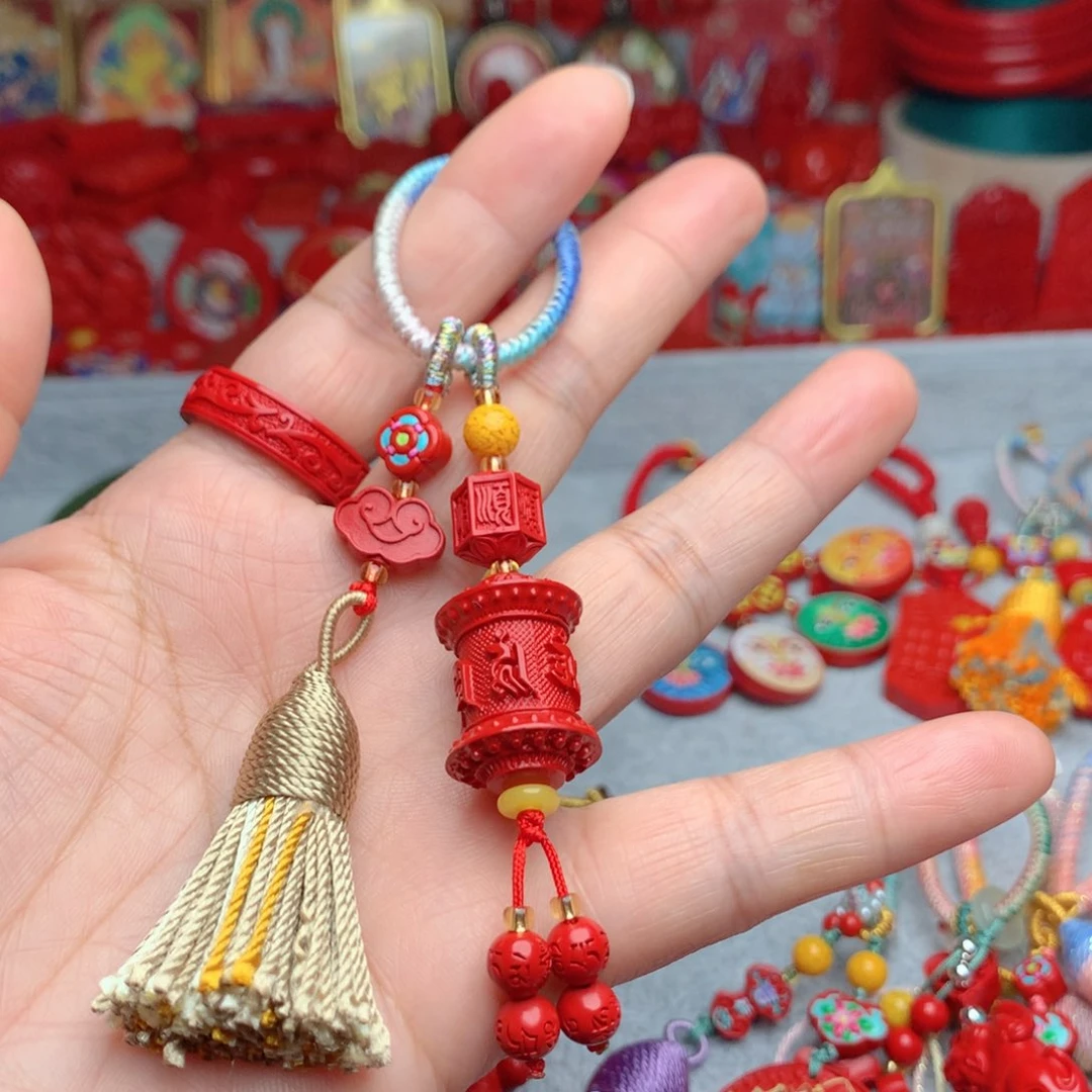 天然辰砂工艺品朱砂钥匙扣包包挂
