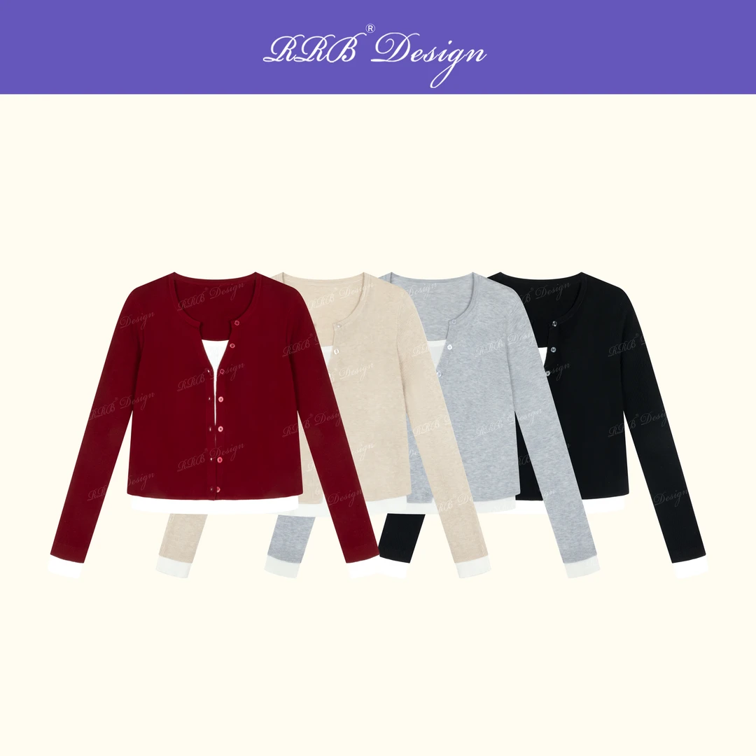 RRB Design 「长期主义」桑蚕丝绵羊毛毛织假两件修身显瘦长袖上衣