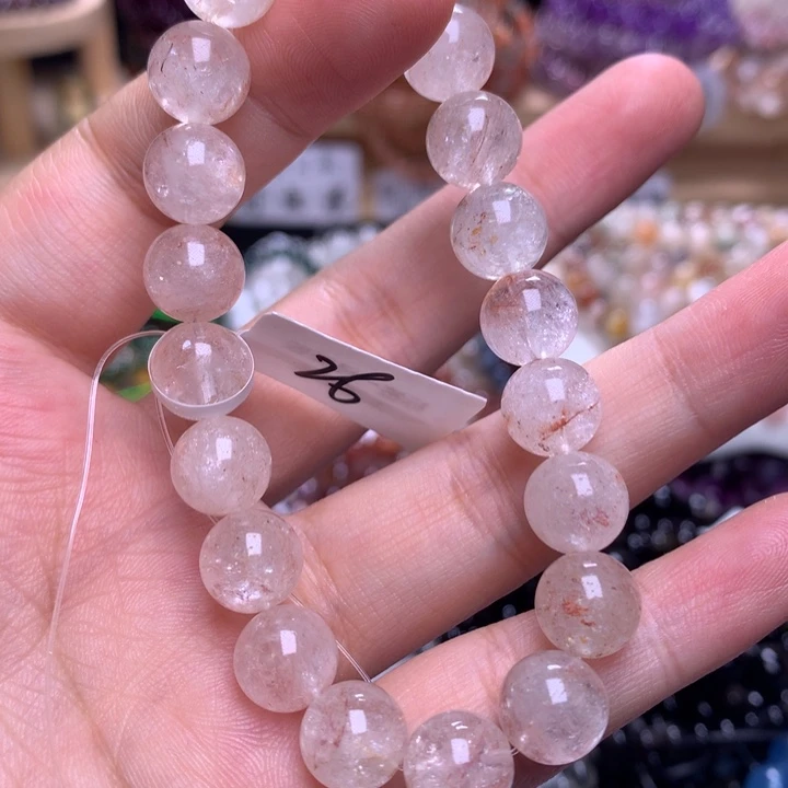 未镶嵌手串水晶9.6粉阿塞