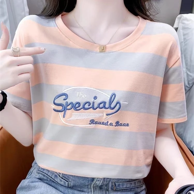 (直播间扣号专用连接) 夏装新款宽松体恤百搭刺绣设计感上衣服