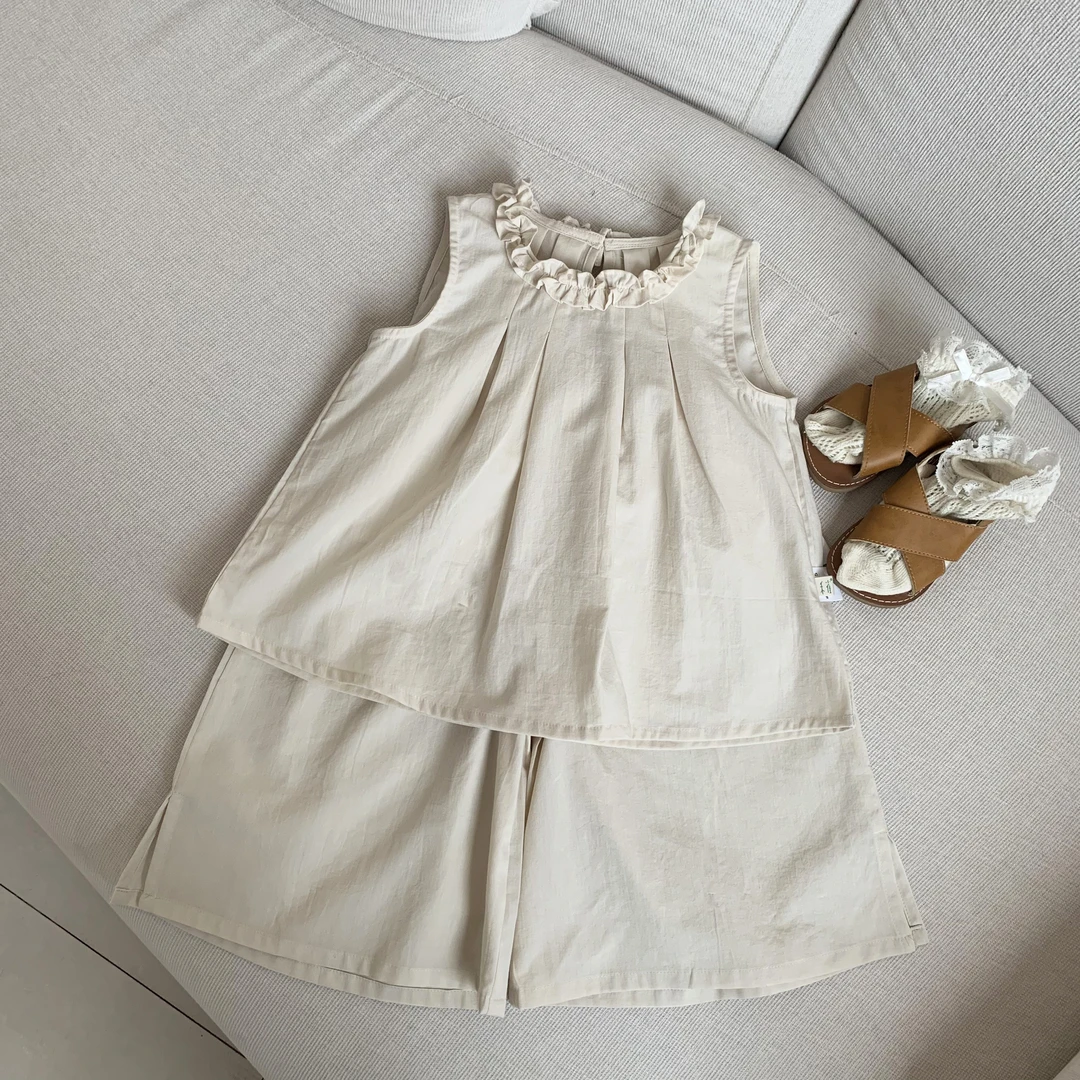 H 210567 女童可爱韩版时尚洋气纯色夏季新款女宝套装