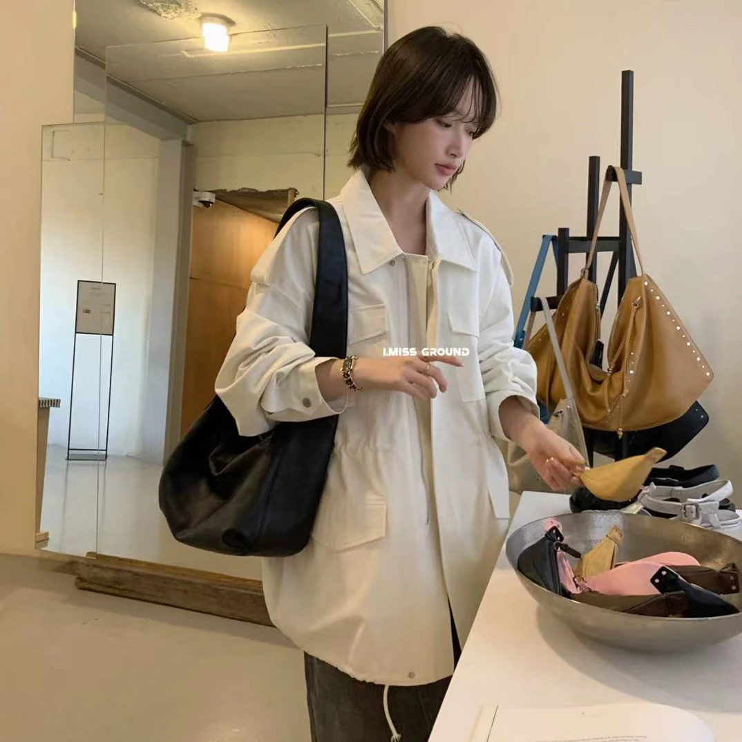 IMISS@90378 （衣长78 50天丝50棉）韩系ins工装风收腰风衣外套