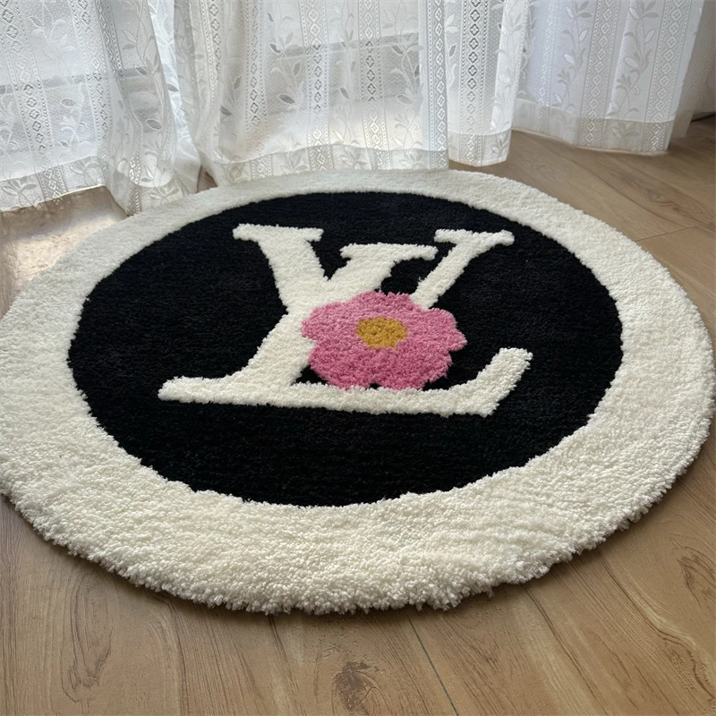 手工簇绒立体圆形植绒地毯高级感卧室床边客厅沙发厚毛绒垫子