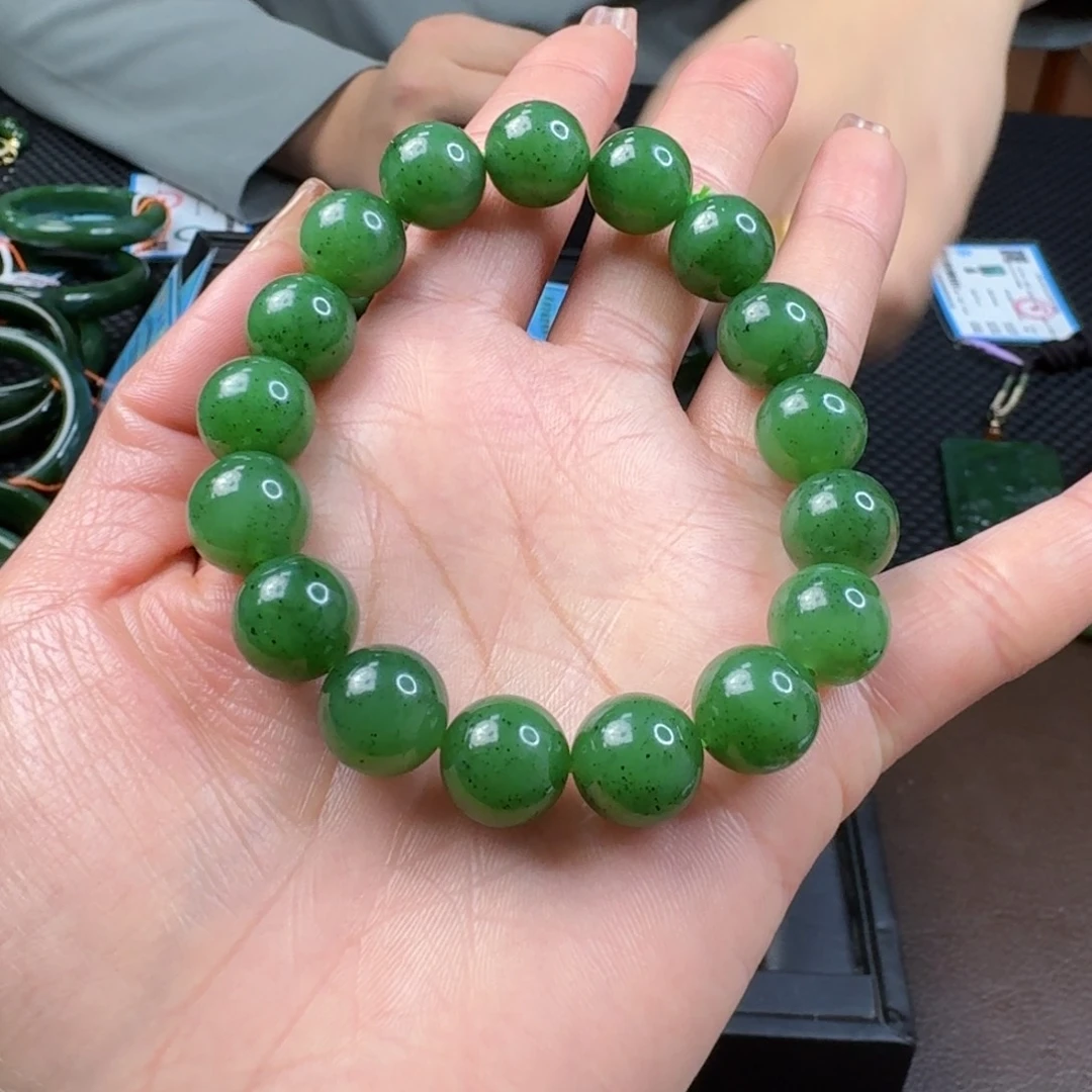 和田玉（碧玉）手链未镶嵌卡12