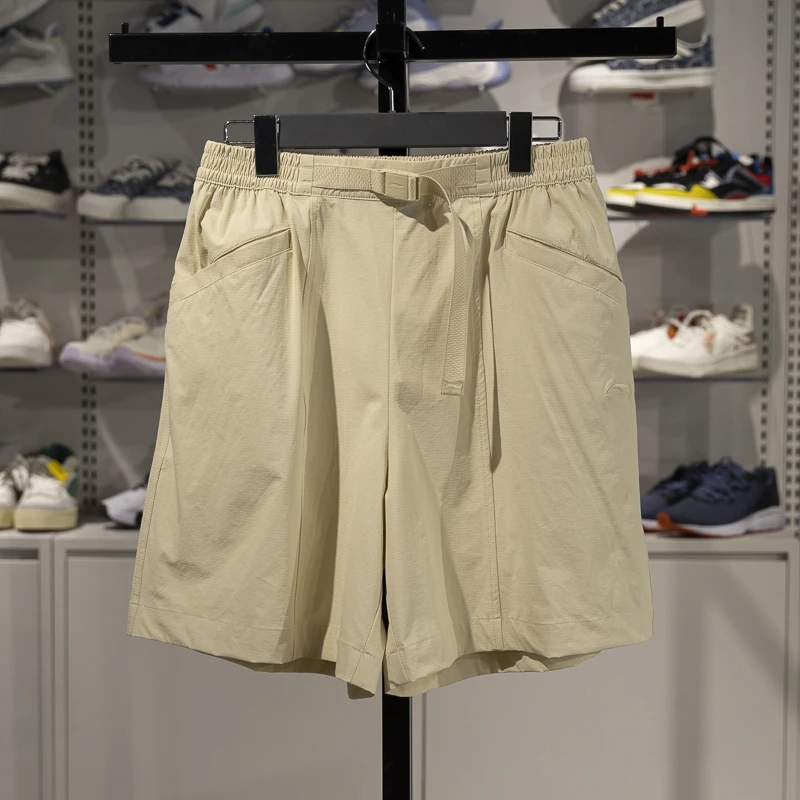 李宁运动短裤女子2025夏季新款宽松速干透气梭织短卫裤AKSV538