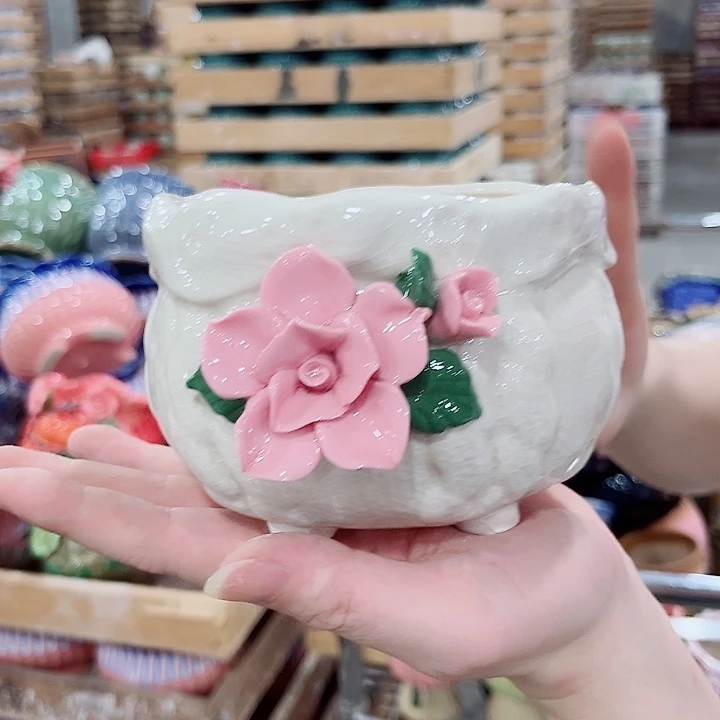 有孔.凑单10元陶瓷花盆发货！