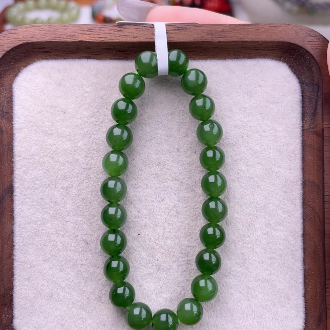 和田玉未镶嵌手串碧玉8mm