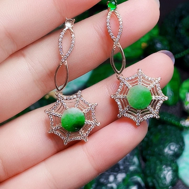 翡翠银S925镶嵌颈饰多样性微瑕