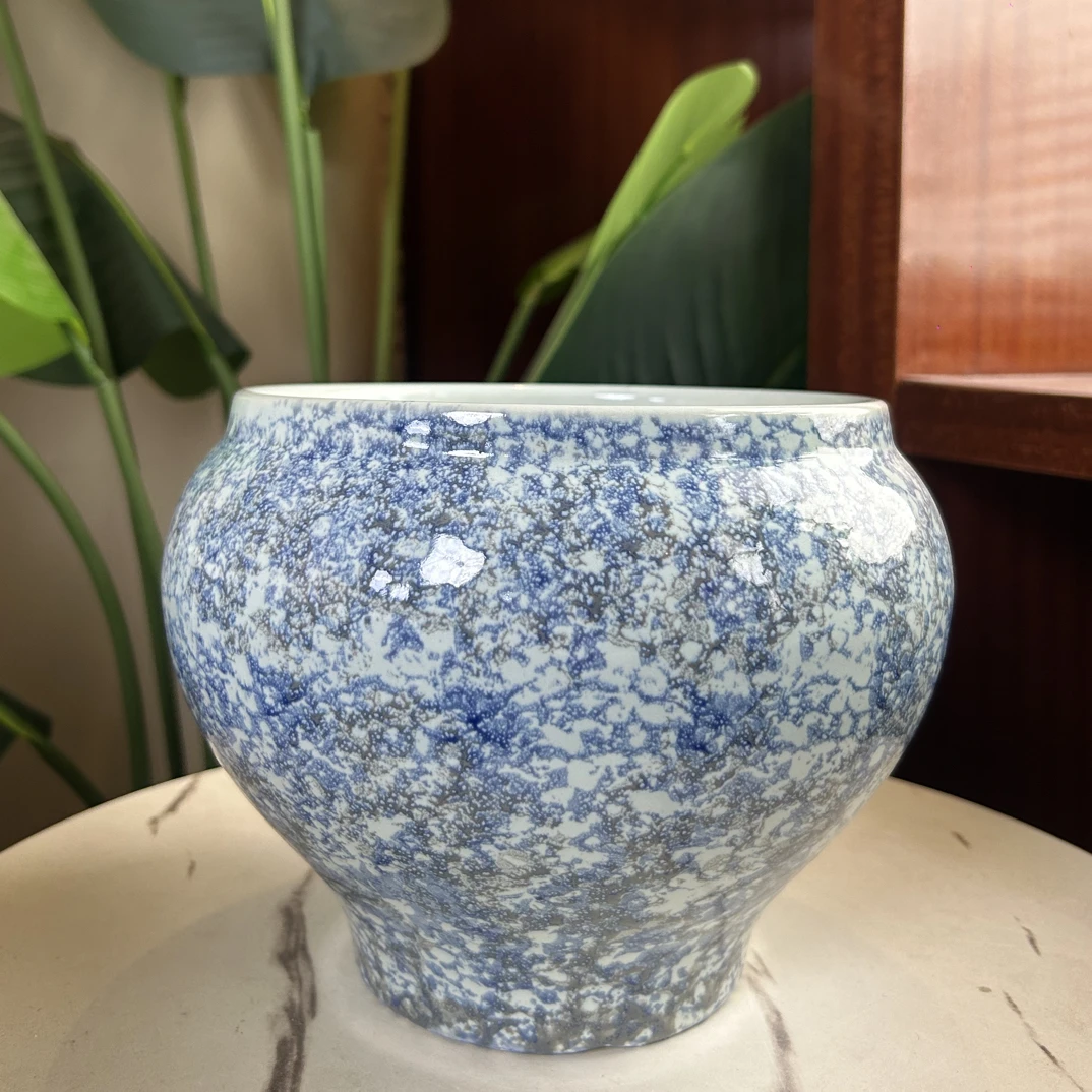 C116口17.5高16.5手工刷彩～灰兰鱼尾蝴蝶兰花盆适合室内外绿植