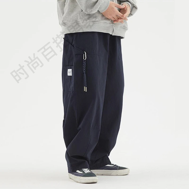 日系宽松直筒防水工装裤子男春秋新款多口袋机能青年休闲百搭长裤