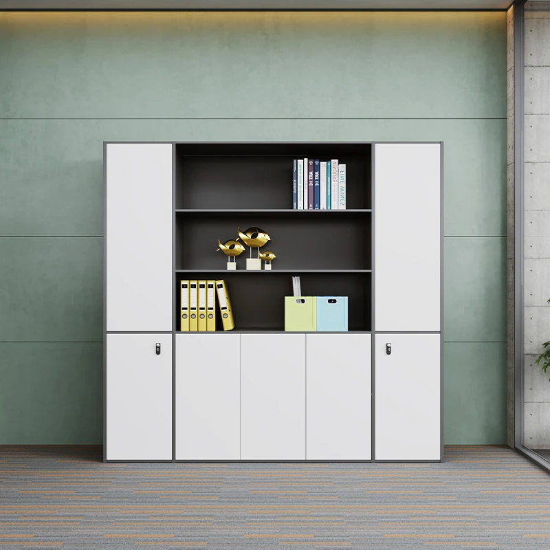 老板文件柜资料柜带锁柜子储物办公室木质现代办公背景柜档案书柜