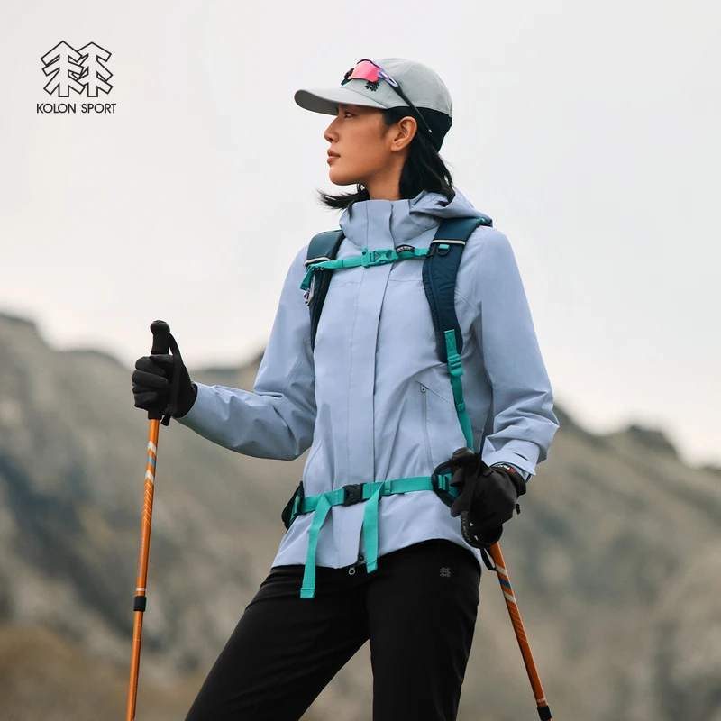 KOLON SPORT可隆冲锋衣2级防泼水防风女士GTX软壳三合一夹克
