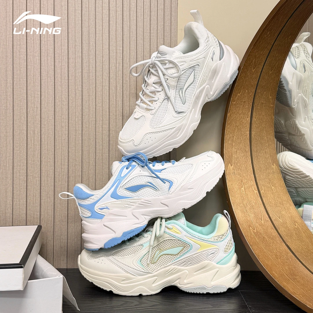 李宁休闲鞋女鞋秋季2025新款时尚百搭防滑耐磨透气跑步鞋老爹鞋女