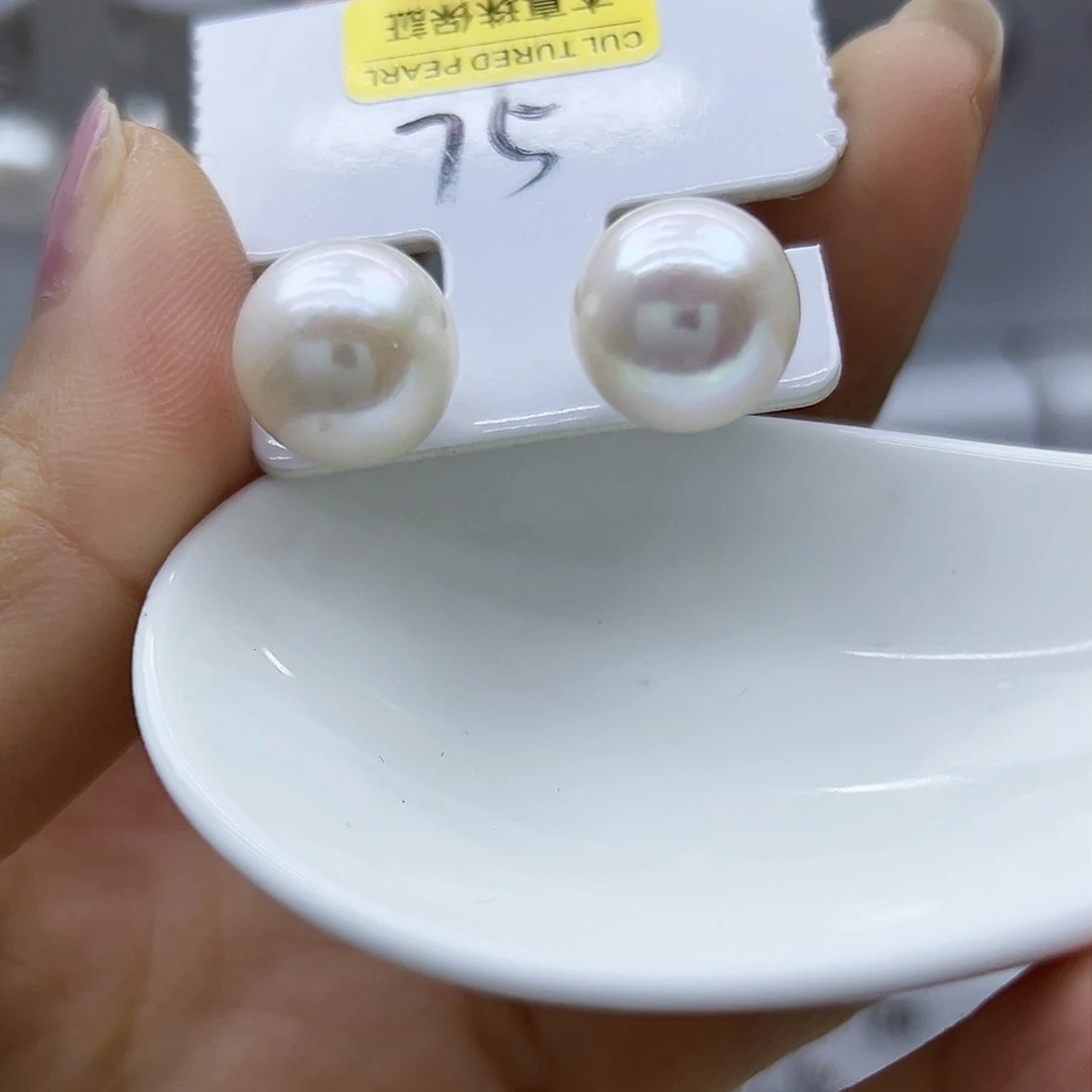 银S925镶嵌耳饰淡水珍珠