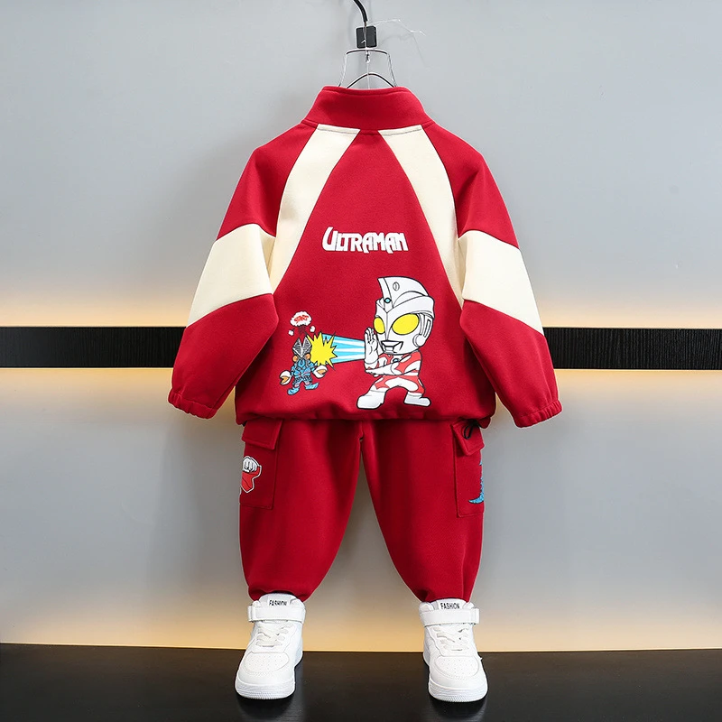 奥特曼衣服男童套装春秋2025新款时髦洋气宝宝春装帅气两件套订货