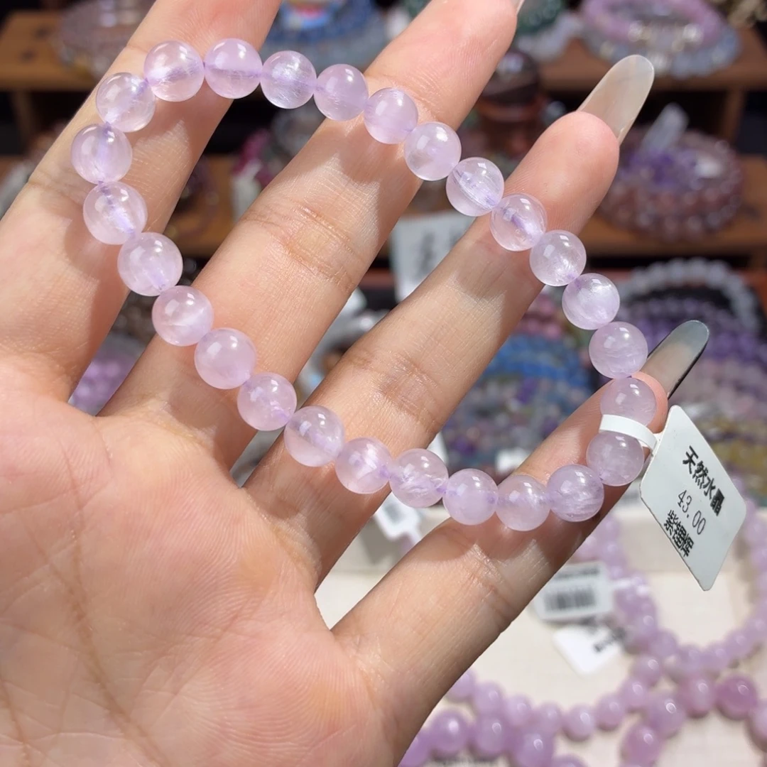 未镶嵌手串水晶紫锂辉7+这条带透噢