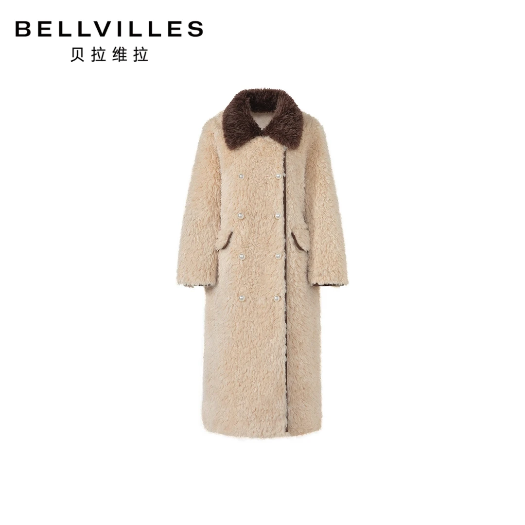 BELLVILLES/贝拉维拉轻奢外套女士设计师加厚冬季毛呢外套保暖