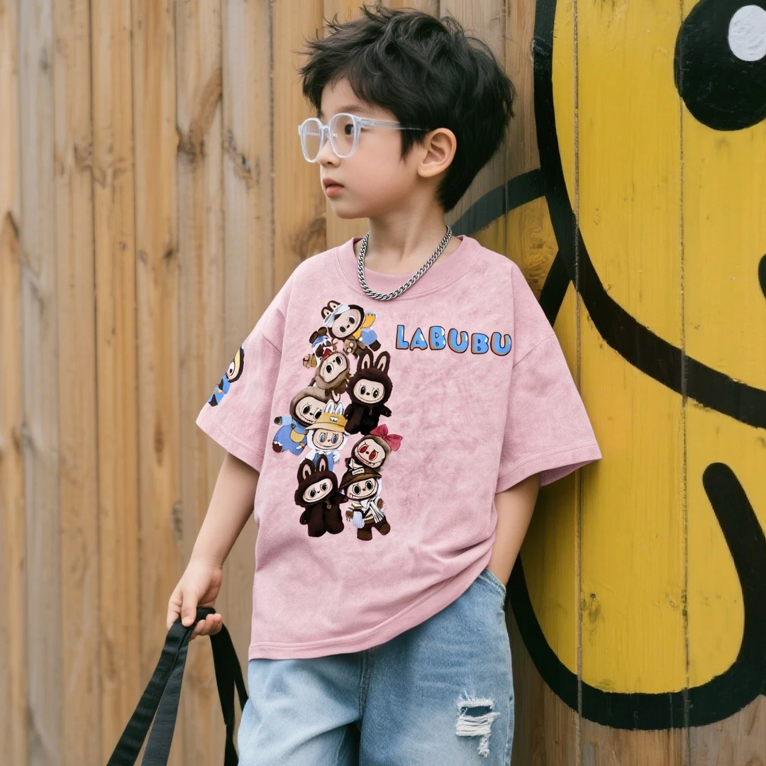 新款儿童网红夏季宽松潮流百搭卡通动漫男宝女宝中大童半袖