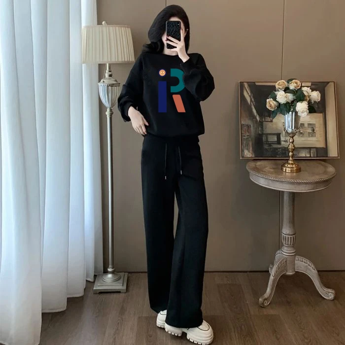 春秋长袖休闲套装女秋冬季韩版显瘦宽松运动时尚卫衣加绒保暖加厚