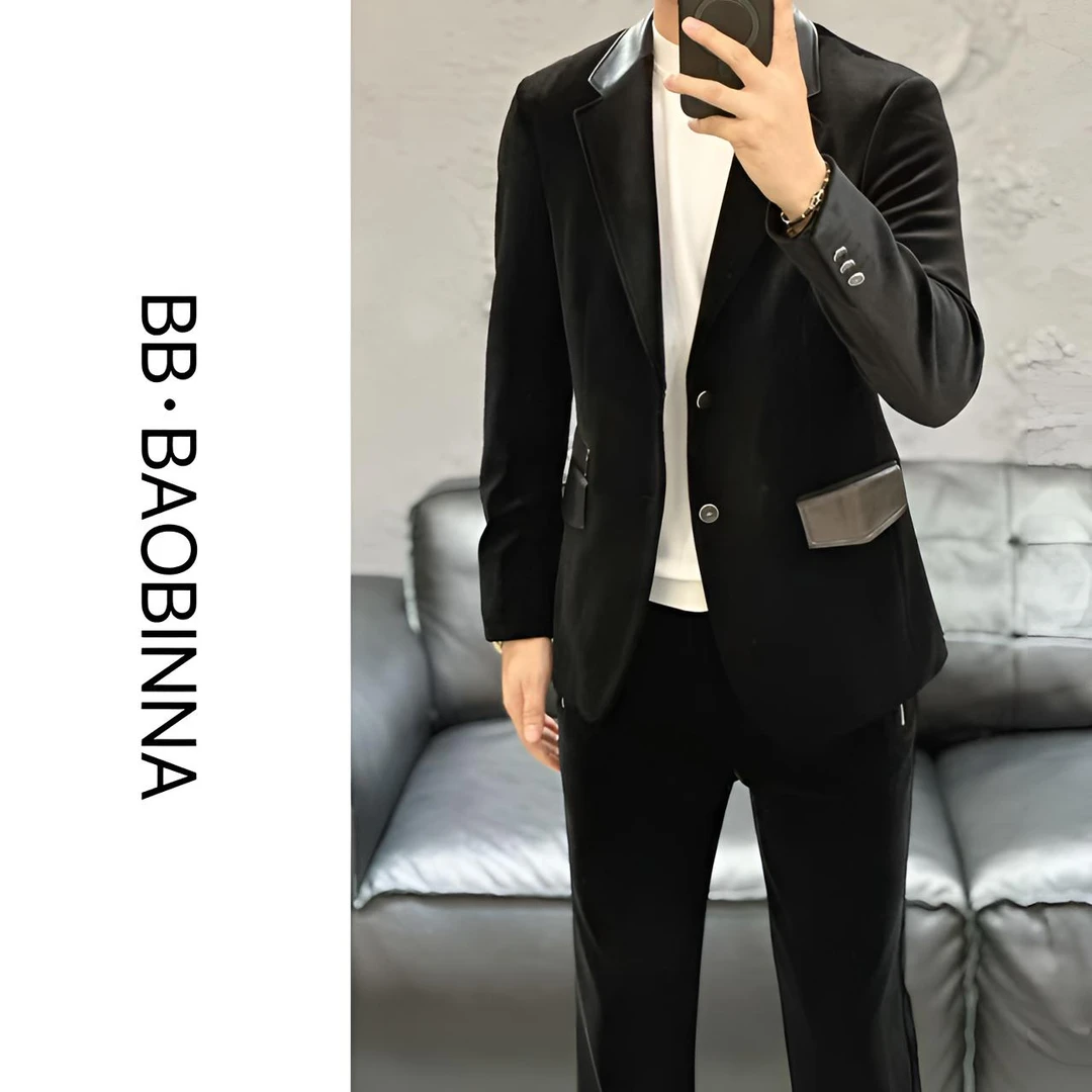小野· 男装 | "金丝绒拼皮" 轻奢时尚百搭西服 99119