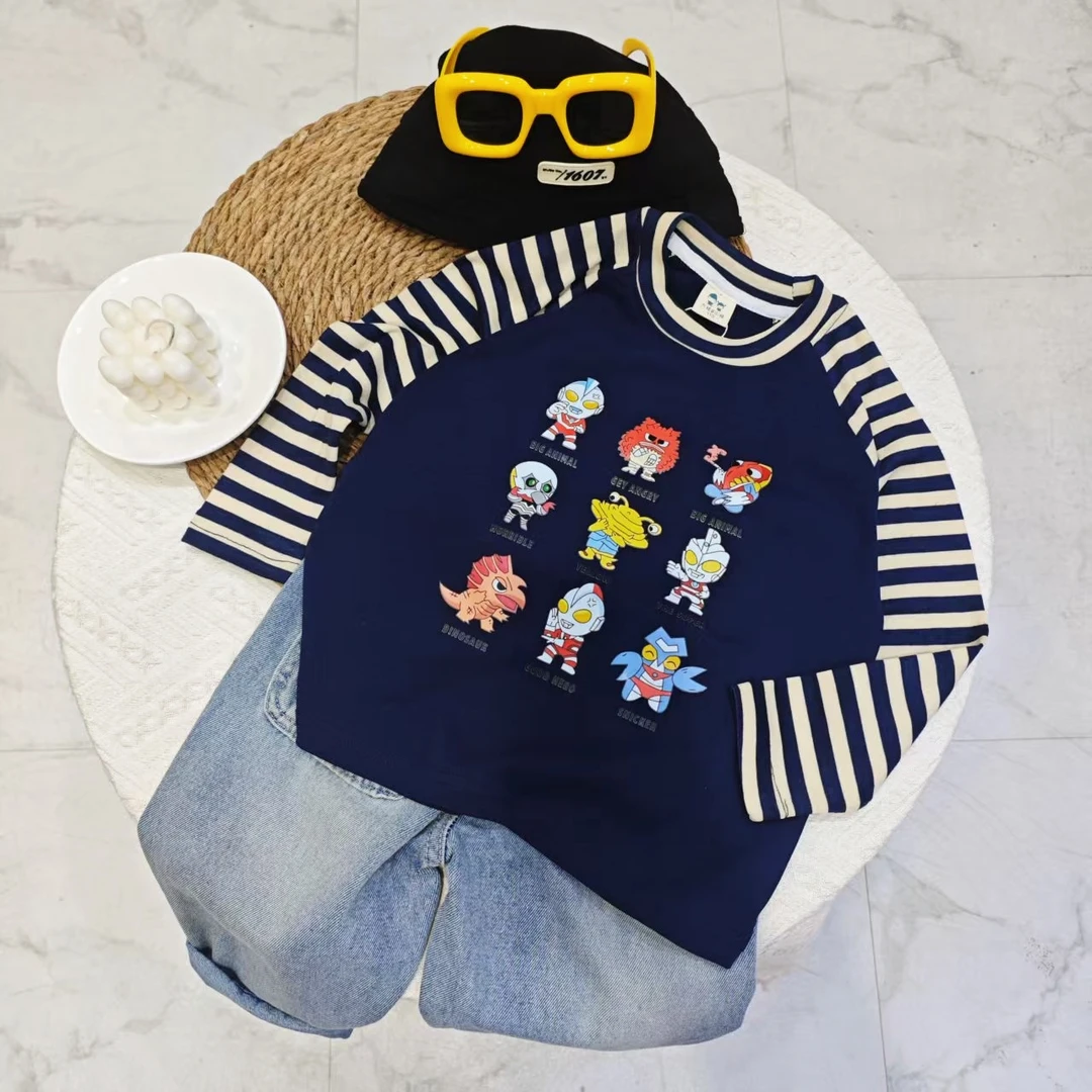 953儿童卫衣奥特曼上衣圆领宝宝春秋百搭打底T恤插肩童装小中大童