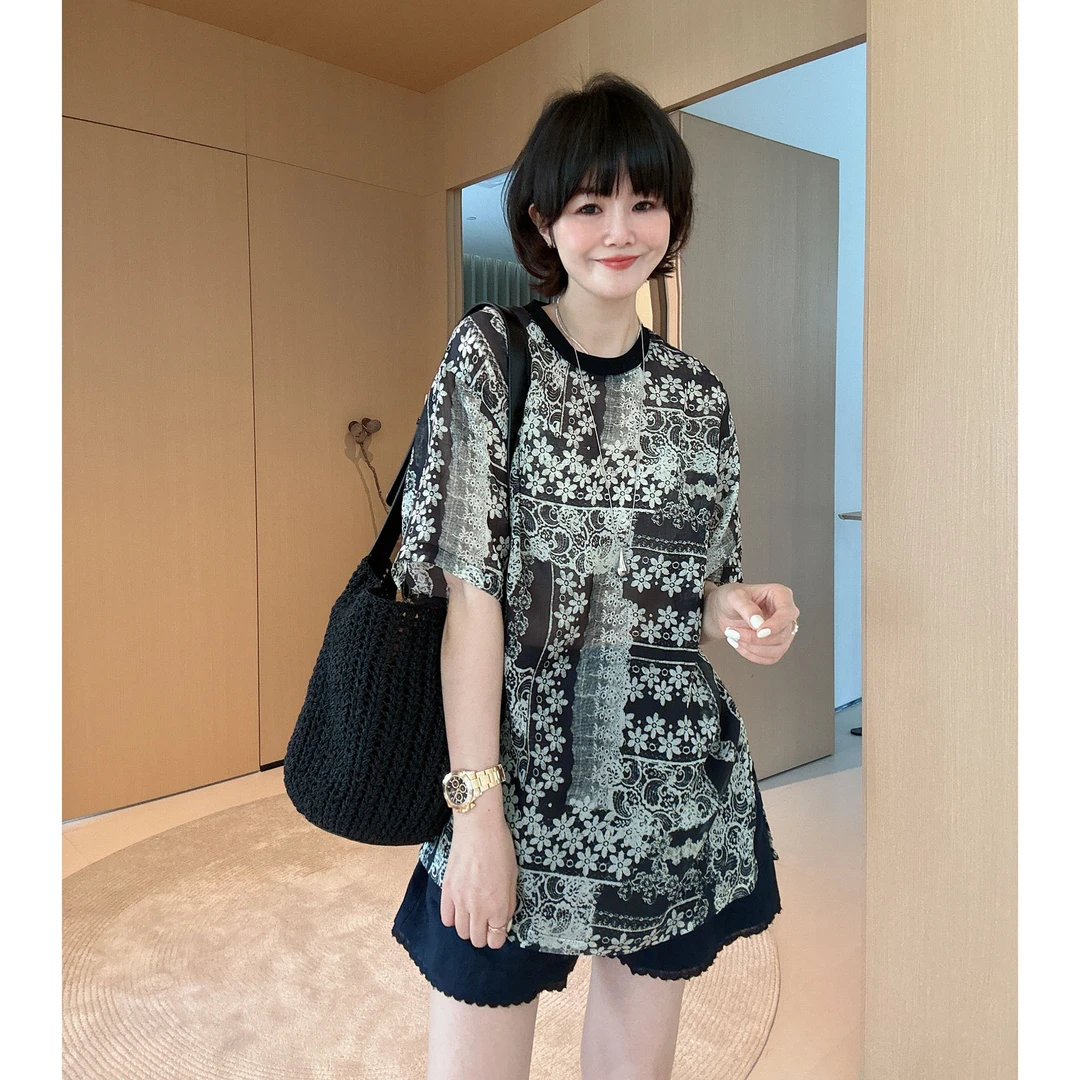 夏季小众设计宽松波西米亚显瘦气质短袖T恤