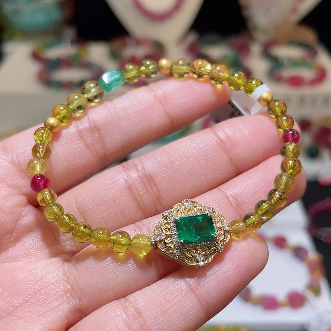 碧玺手链18K金镶嵌 设计款