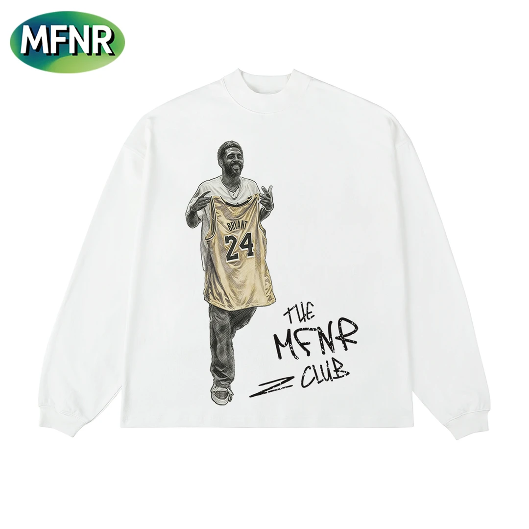 美式街头百搭复古人物印花长袖男小众设计感重磅纯棉秋冬打底T恤