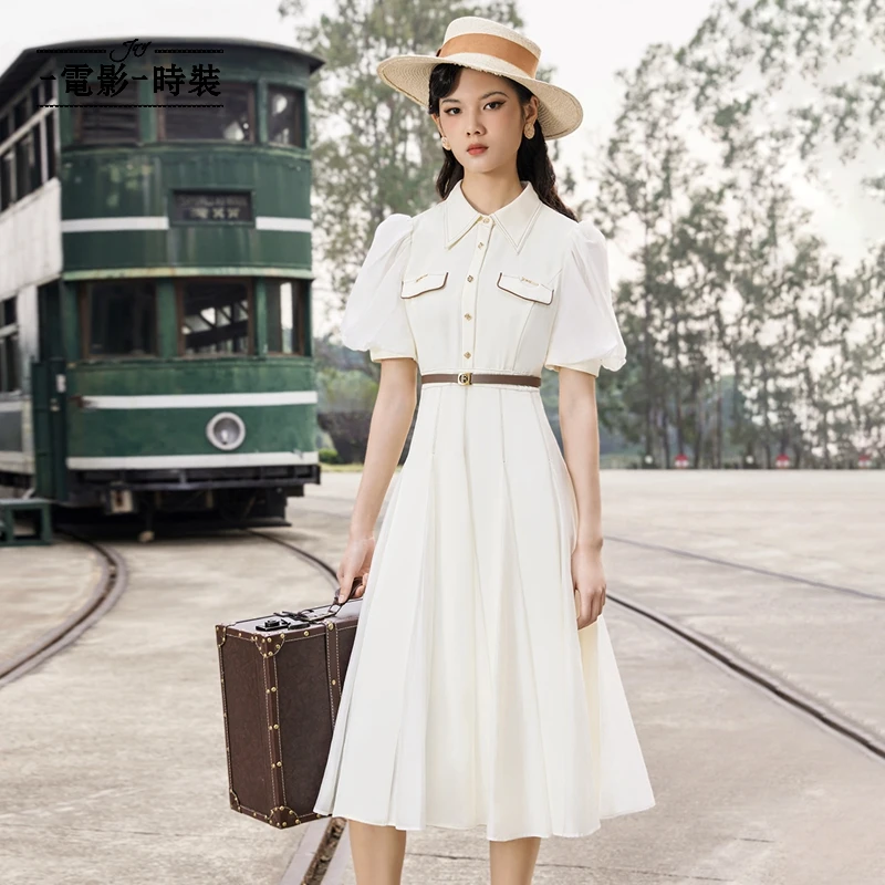 【小杨总专属】一电影一时装夏季泡泡袖长款装连衣裙FENL126553