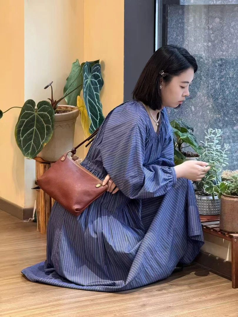 【紫薯多变包】女士斜挎腋下手拎阿拉斯加牛皮包