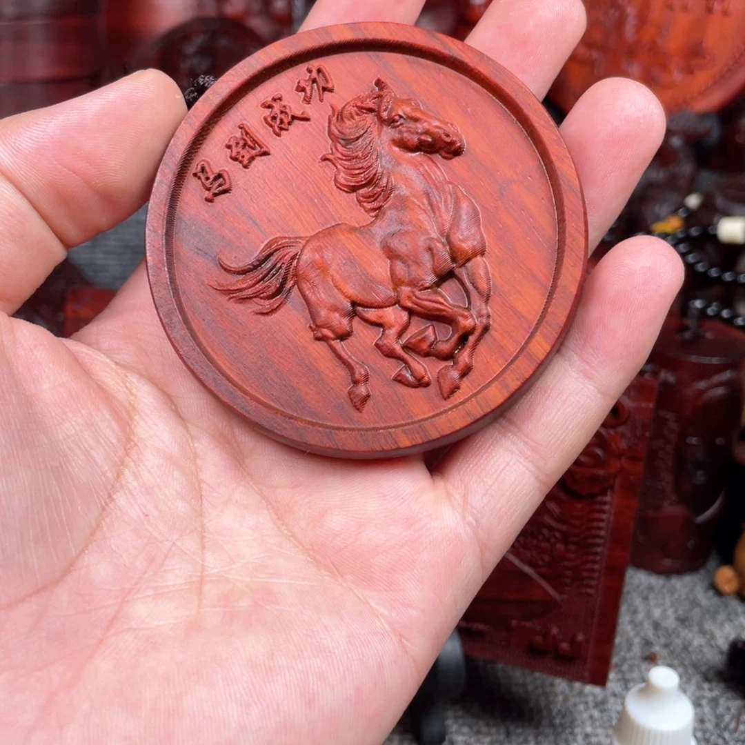 木紫檀木马年牌子手把件