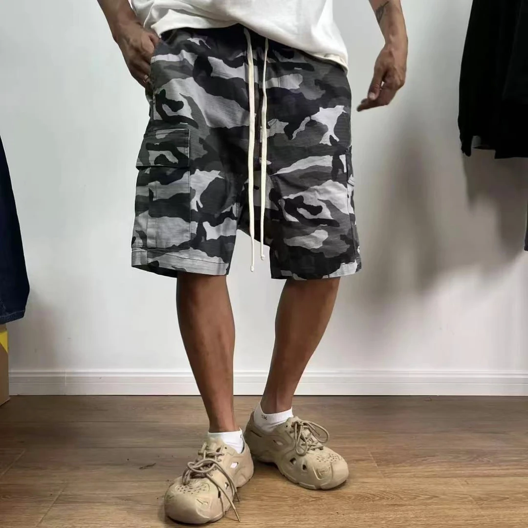男士迷彩大口袋抽绳宽松潮流短裤时尚大码夏季运动五分裤 8279