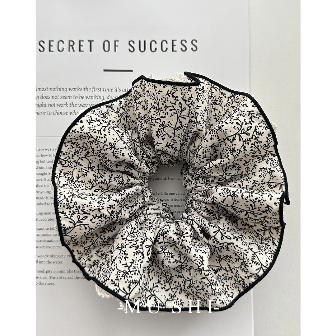 【木石有言】清新小碎花蕾丝花边大肠发圈甜美风复古丸子头皮筋发绳