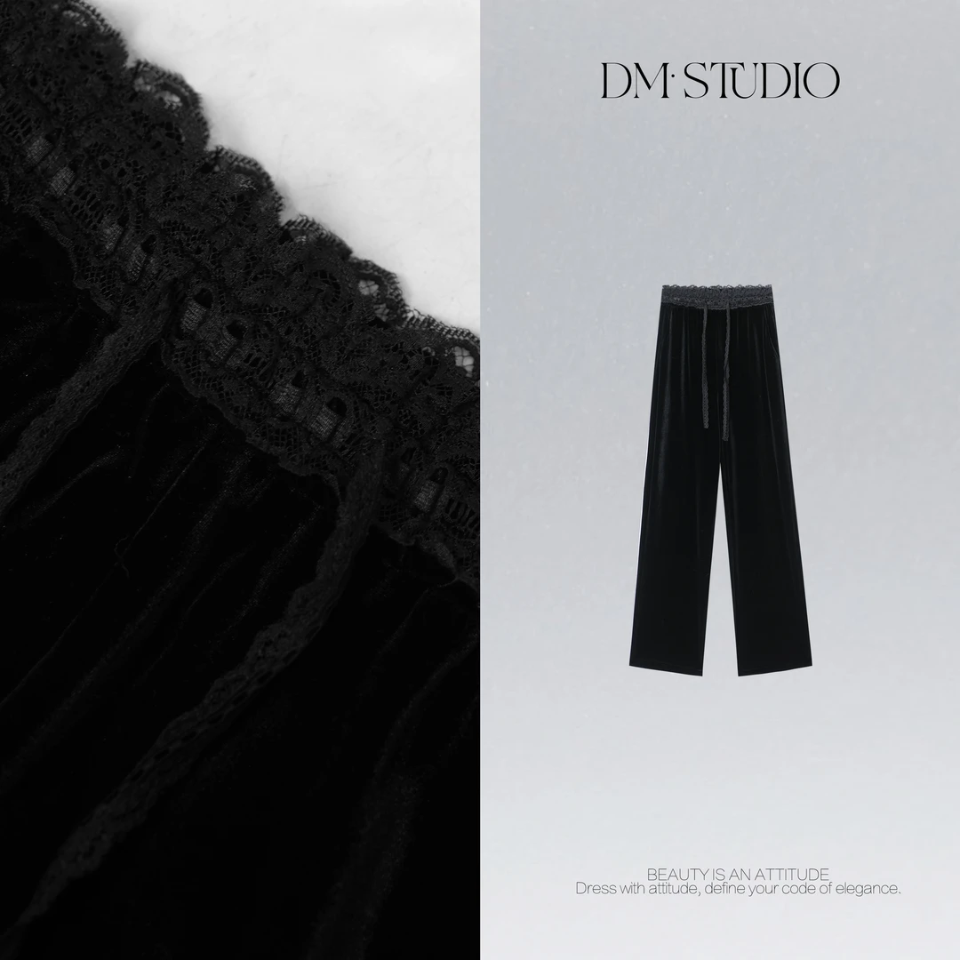 DEDM•STUDIO/气质法式减龄修身直筒休闲丝绒长裤2509KZ/W89398